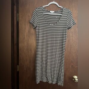 NWOT Calvin Klein Gray and White Striped Dress